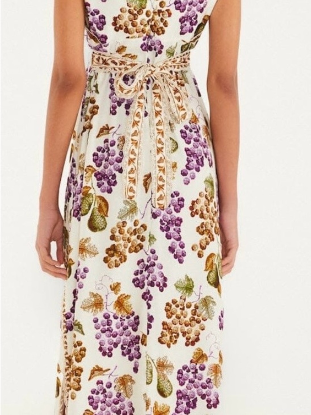 FARM Rio White Maxi Dress with Purple Grape & Brown Leaf Print - Picture 3 of 9